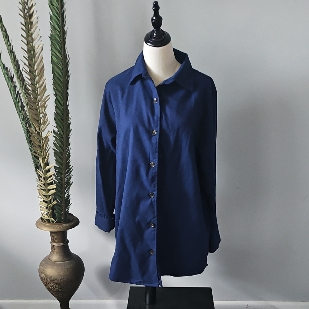 LuLaRoe Abigail Button Down Navy Blue Shacket